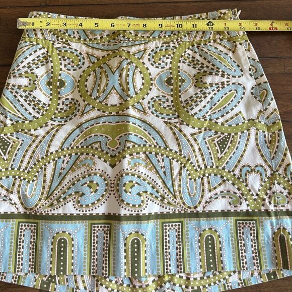 J. Crew Cream Green Paisley Cotton Mini Skirt Size 2 - Picture 6 of 9
